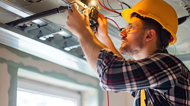 électricien en maintenance sur un chantier.