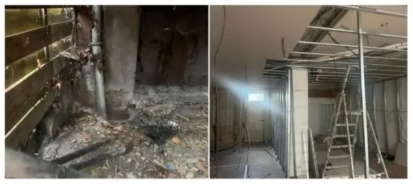 Chantier en cours pour un cabinet d'osthéopathie au 196 bis Grande rue, 69600 Oullins, création des pièces, installation de l'eau, de l'électricité, des sols, des menuiseries...